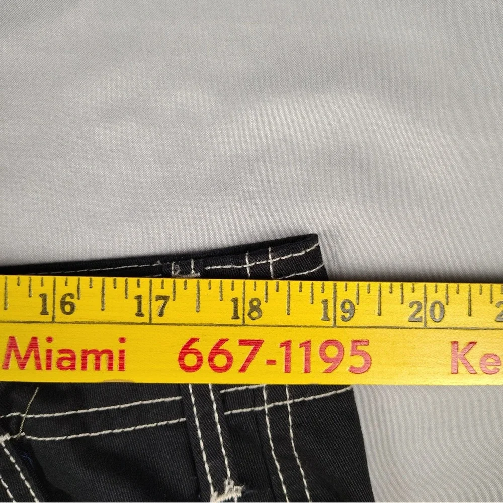 NWT True Religion Cargo Pants Mens 36x31.5 Black Straight White Contrast Stitch